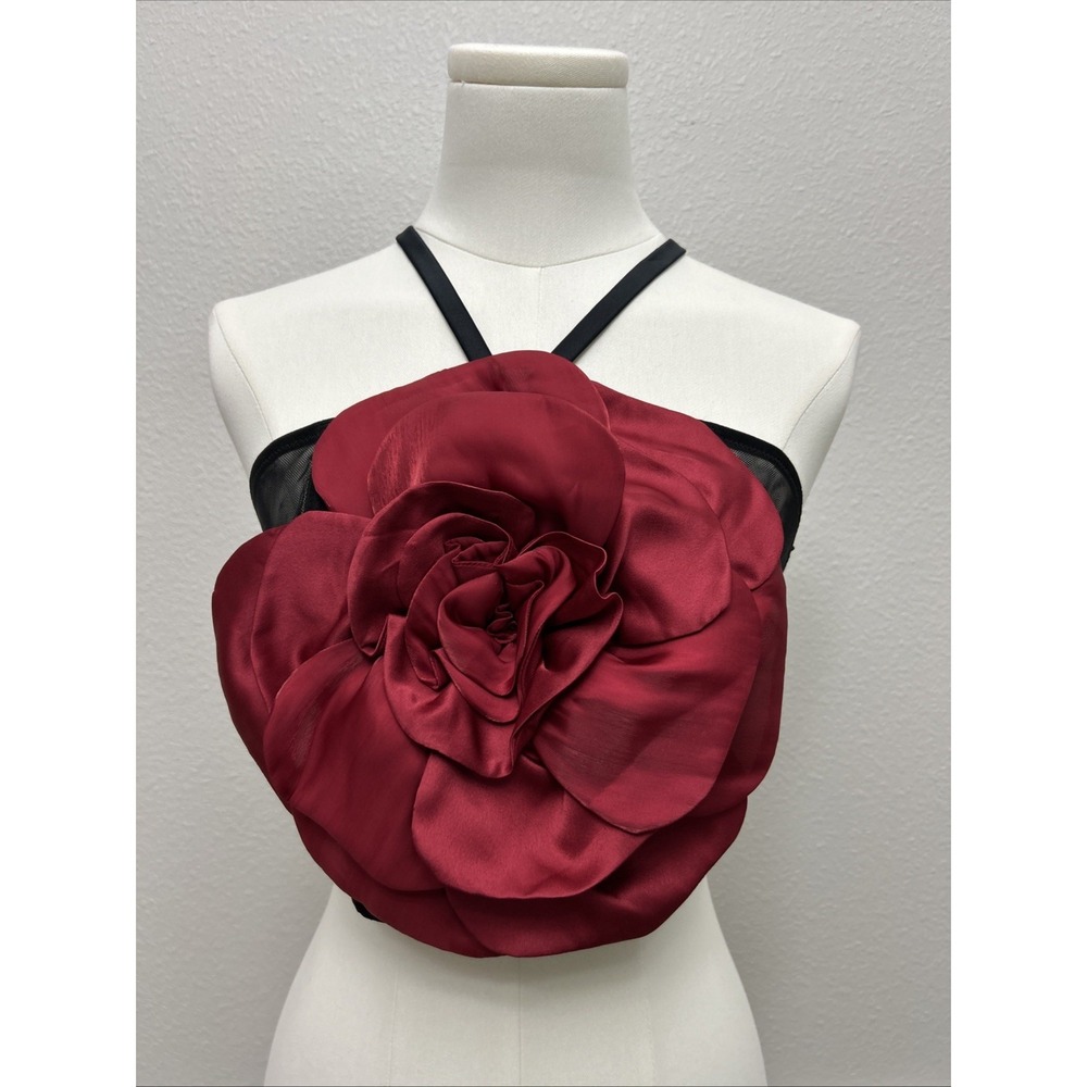 Victoria's Secret Very Sexy Flower Halter Top Burgundy Black Medium NWT Corset